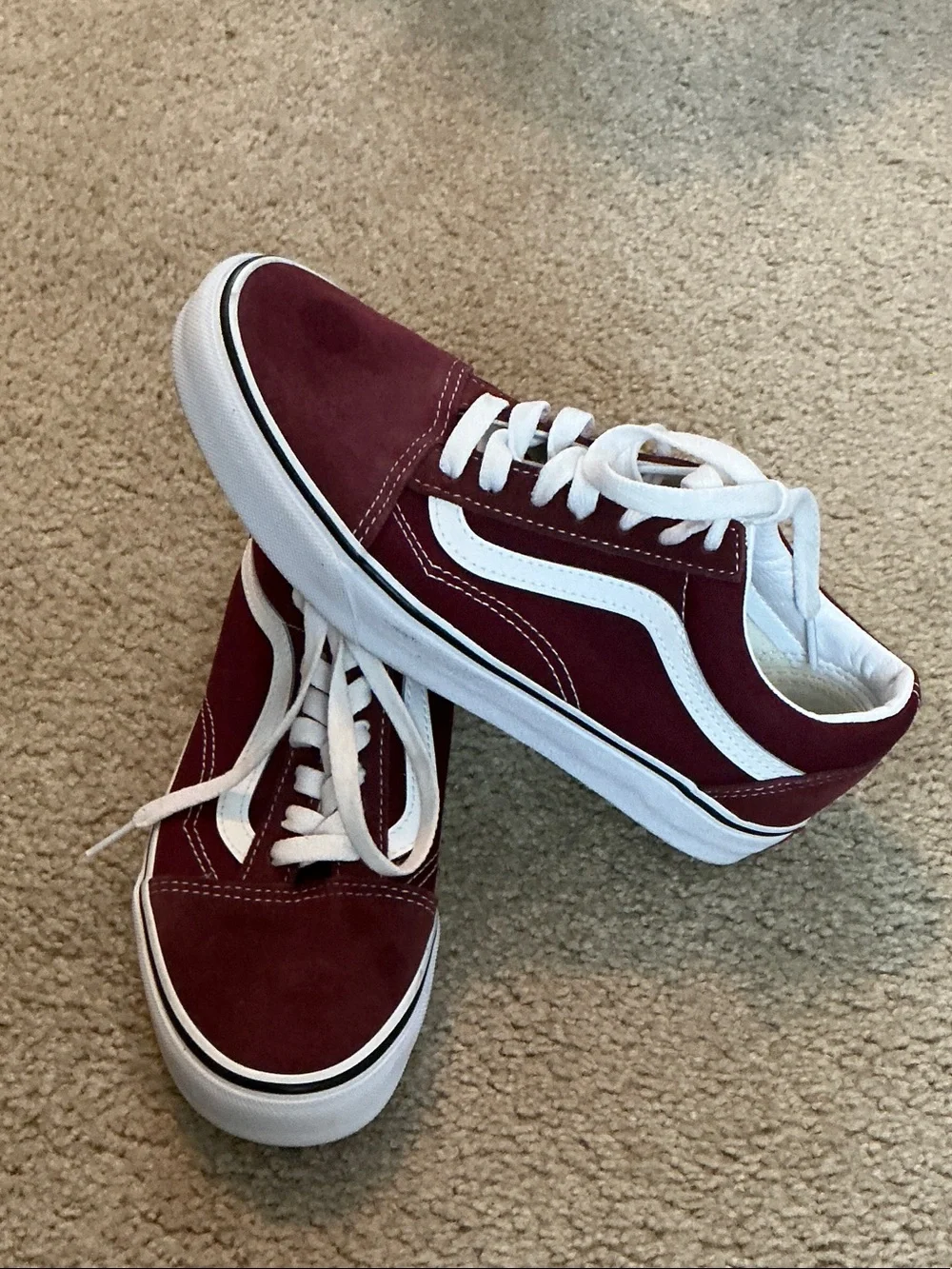 Vans Men's Sneakers Maroon and Cream